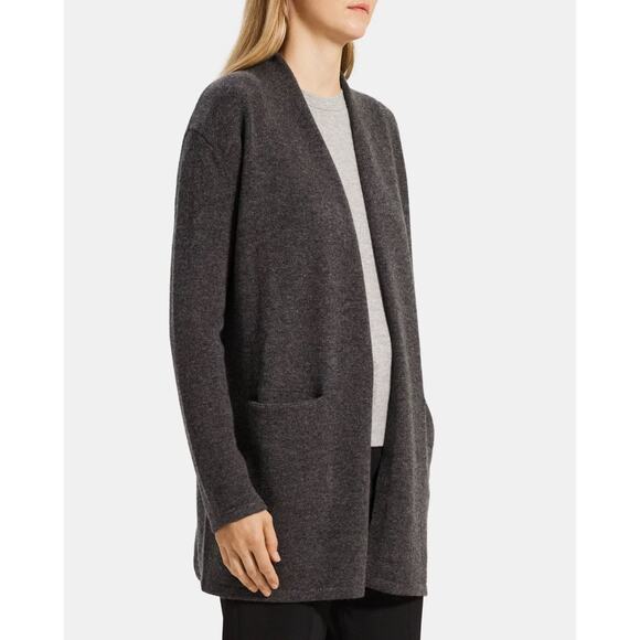 Theory Soft Wool Cashmere Open Cardigan Duster Grey Size S - Picture 1 of 10